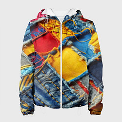 Женская куртка Colorful denim patchwork - ai art