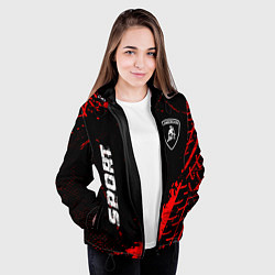 Куртка с капюшоном женская Lamborghini red sport tires, цвет: 3D-черный — фото 2