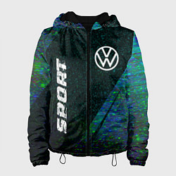 Куртка с капюшоном женская Volkswagen sport glitch blue, цвет: 3D-черный