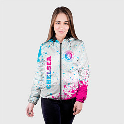 Куртка с капюшоном женская Chelsea neon gradient style вертикально, цвет: 3D-черный — фото 2
