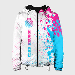 Куртка с капюшоном женская Club Brugge neon gradient style по-вертикали, цвет: 3D-черный