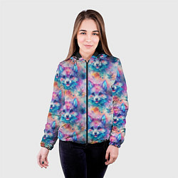 Куртка с капюшоном женская Фурри мордочки волчонка, цвет: 3D-черный — фото 2