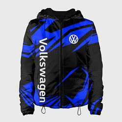 Куртка с капюшоном женская Volkswagen - blue stripes, цвет: 3D-черный