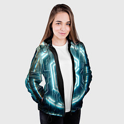 Куртка с капюшоном женская Неоновая вывеска - свечение, цвет: 3D-черный — фото 2