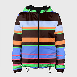 Куртка с капюшоном женская Разноцветный полосатый, цвет: 3D-черный