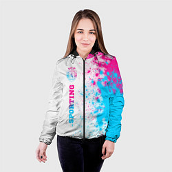 Куртка с капюшоном женская Sporting neon gradient style по-вертикали, цвет: 3D-черный — фото 2