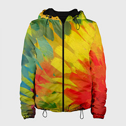 Куртка с капюшоном женская Абстракция цветение акрил, цвет: 3D-черный