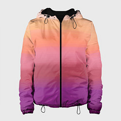 Куртка с капюшоном женская Абстракция градиент на закате дня, цвет: 3D-черный