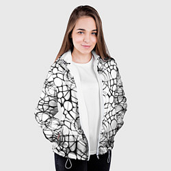 Куртка с капюшоном женская Абстрактный нейрографический узор, цвет: 3D-белый — фото 2