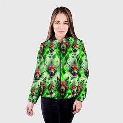 Куртка с капюшоном женская Волки эпический паттерн, цвет: 3D-черный — фото 2