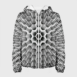 Куртка с капюшоном женская Бесконечный гексагональный каркас, цвет: 3D-белый