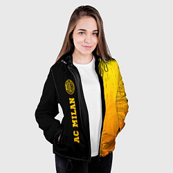 Куртка с капюшоном женская AC Milan - gold gradient по-вертикали, цвет: 3D-черный — фото 2