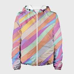 Куртка с капюшоном женская Пастельная диагональ аниме, цвет: 3D-белый