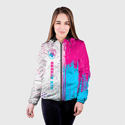 Куртка с капюшоном женская AEK Athens neon gradient style по-вертикали, цвет: 3D-черный — фото 2