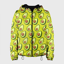 Куртка с капюшоном женская Паттерн с половинкой авокадо, цвет: 3D-черный