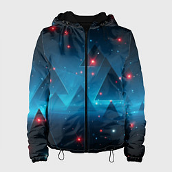 Куртка с капюшоном женская Пирамиды в космосе абстракции, цвет: 3D-черный