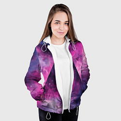 Куртка с капюшоном женская Пирамида в космосе абстракции, цвет: 3D-белый — фото 2