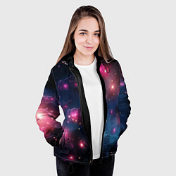 Куртка с капюшоном женская Абстрактный космос фантастика, цвет: 3D-черный — фото 2