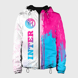 Куртка с капюшоном женская Inter neon gradient style по-вертикали, цвет: 3D-черный