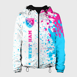Куртка с капюшоном женская West Ham neon gradient style по-вертикали, цвет: 3D-черный
