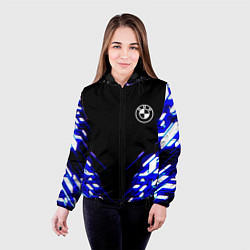 Куртка с капюшоном женская BMW sport неоновый спорт, цвет: 3D-черный — фото 2