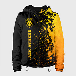 Куртка с капюшоном женская AEK Athens - gold gradient по-вертикали, цвет: 3D-черный