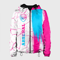 Куртка с капюшоном женская Arsenal neon gradient style по-вертикали, цвет: 3D-черный