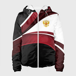Куртка с капюшоном женская Униформа Россия - бордовая, цвет: 3D-белый