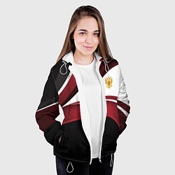 Куртка с капюшоном женская Униформа Россия - бордовая, цвет: 3D-белый — фото 2