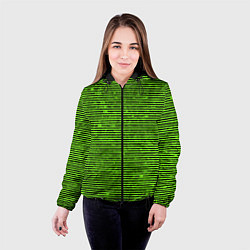 Куртка с капюшоном женская Чёрно-салатовый полосатый, цвет: 3D-черный — фото 2