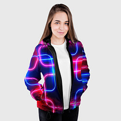 Куртка с капюшоном женская Светящиеся неоновые дуги, цвет: 3D-черный — фото 2