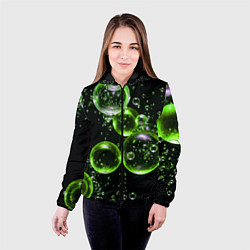 Куртка с капюшоном женская Зеленые пузыри на черном, цвет: 3D-черный — фото 2