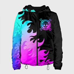 Куртка с капюшоном женская One Piece неоновый огонь, цвет: 3D-черный