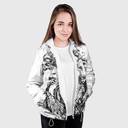 Куртка с капюшоном женская Клинок рассекающий демонов Незуко чб, цвет: 3D-белый — фото 2