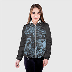 Куртка с капюшоном женская Клинок рассекающий демонов Незуко рябь, цвет: 3D-белый — фото 2