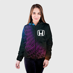 Куртка с капюшоном женская Honda neon hexagon, цвет: 3D-черный — фото 2