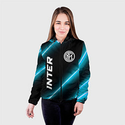 Куртка с капюшоном женская Inter неоновые лампы, цвет: 3D-черный — фото 2