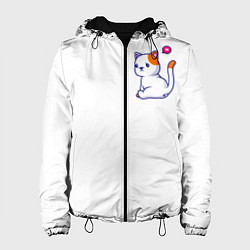 Куртка с капюшоном женская Милый кот обиделся с разбитым сердечком, цвет: 3D-черный