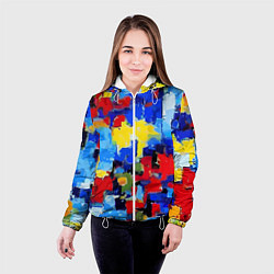 Куртка с капюшоном женская Смелые мазки яркой краски - нейросеть, цвет: 3D-белый — фото 2