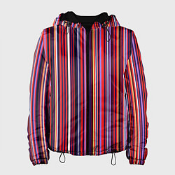 Куртка с капюшоном женская Красно-фиолетовый яркие полосы, цвет: 3D-черный