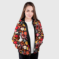 Куртка с капюшоном женская Глинтвейн с фруктами, цвет: 3D-черный — фото 2