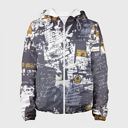 Куртка с капюшоном женская Газетная страничка, цвет: 3D-белый