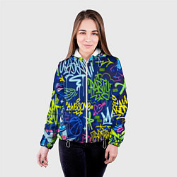 Куртка с капюшоном женская Урбанизм и граффити, цвет: 3D-белый — фото 2