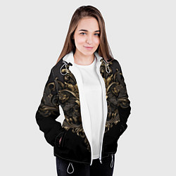Куртка с капюшоном женская Объемные старые классические узоры, цвет: 3D-белый — фото 2