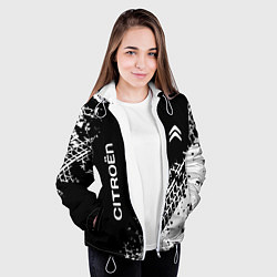 Куртка с капюшоном женская Ситроен: следы от шин, цвет: 3D-белый — фото 2