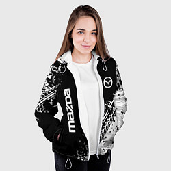 Куртка с капюшоном женская Мазда: следы от шин, цвет: 3D-белый — фото 2