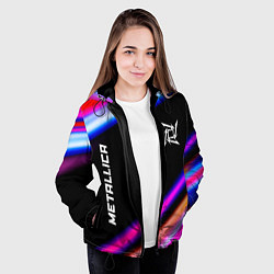 Куртка с капюшоном женская Metallica neon rock lights, цвет: 3D-черный — фото 2