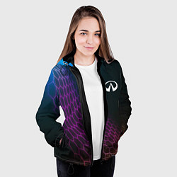 Куртка с капюшоном женская Infiniti neon hexagon, цвет: 3D-черный — фото 2