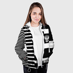 Куртка с капюшоном женская Россия геометрия, цвет: 3D-белый — фото 2