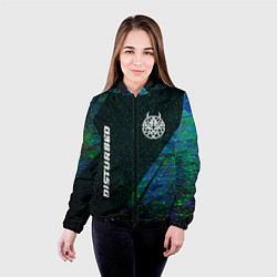 Куртка с капюшоном женская Disturbed glitch blue, цвет: 3D-черный — фото 2